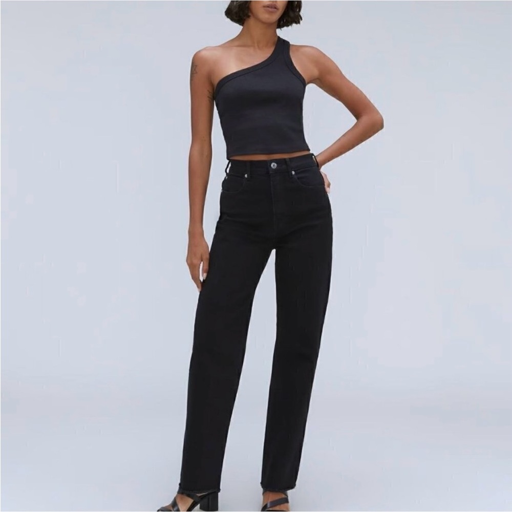 Everlane The Way High Organic Cotton Black Straight Jeans size 27 Long